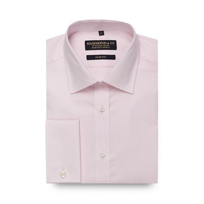 Hammond & Co. by Patrick Grant Big and tall pink mini grid textured slim fit shirt